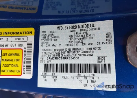 2024 Ford Bronco Sport Outer Banks from USA, damaged, VIN 3FMCR9C64RRE54350